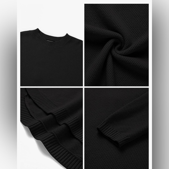 MEROKEETY Women's Long Sleeve Oversized Crew Neck S Knit Pullover Sweater - Picture 5 of 6